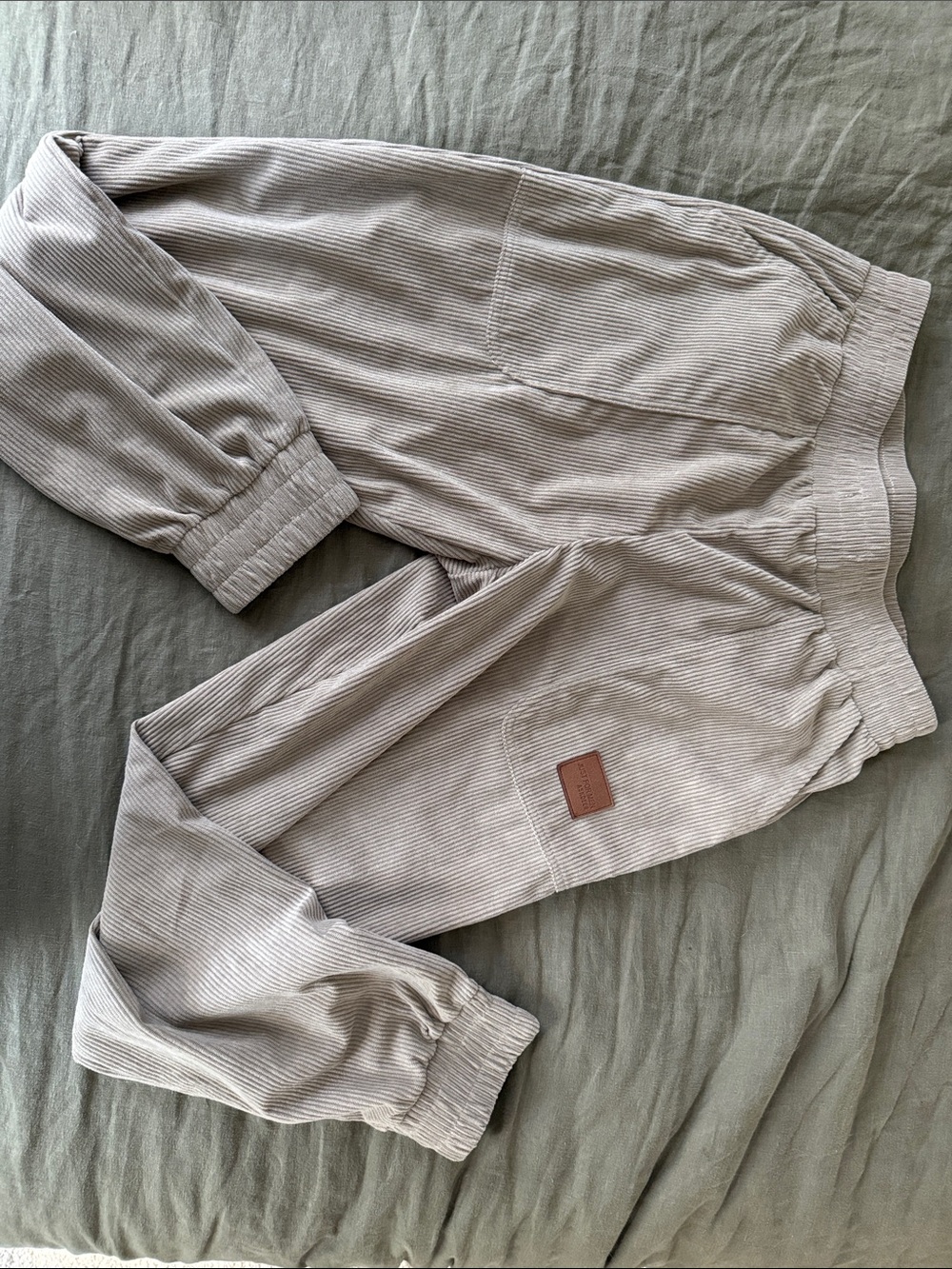 Corduroy Jogger Pants in Light Taupe